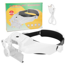Beleuchtete Vergrößerungsbrille, wiederaufladbare, verstellbare LED-Leuchten, komfortables Kopfband, hochwertige Linsen, ergonomisches