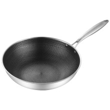 Frying Pan with Easy Clean Technology, Non Stick Honeycomb Surface Stainless Steel Wok with Multi Layer Design, Oven Safe Scratch Resistant Cookware