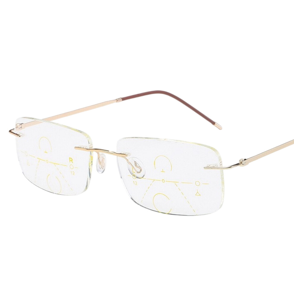 Reading Glasses Rimless Progressive Multifocal, Ultralight Rimless Progressive Multifocal Reading Glasses Dual-use Anti-fatigued Reader, Advanced
