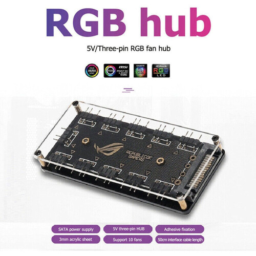 ARGB Hub Splitter 3Pin Extension Cable Addressable Lighting Connector 5V RGB Distribution Board Syncc Controller 2