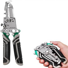 Wire Stripper Tool, Crimper Electrician Pliers with Chromium-Vanadium Steel Construction, Professional Foldable Wire Stripper for Home and Industrial