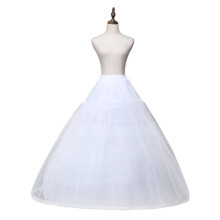 Wedding Dress Petticoat with 4 Layers Netting Tulle, Full-Length A-Line Style Hoopless Petticoat Crinoline, Adjustable Waist Soft Polyester