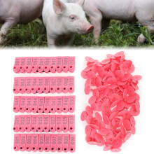 100 Pack Pink Ear Tags for Pig Cattle Sheep Goat Farm Animal ID