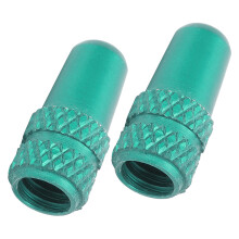 Set of 2 Green Aluminum Presta Valve Caps - Enhance Bike Longevity & Style