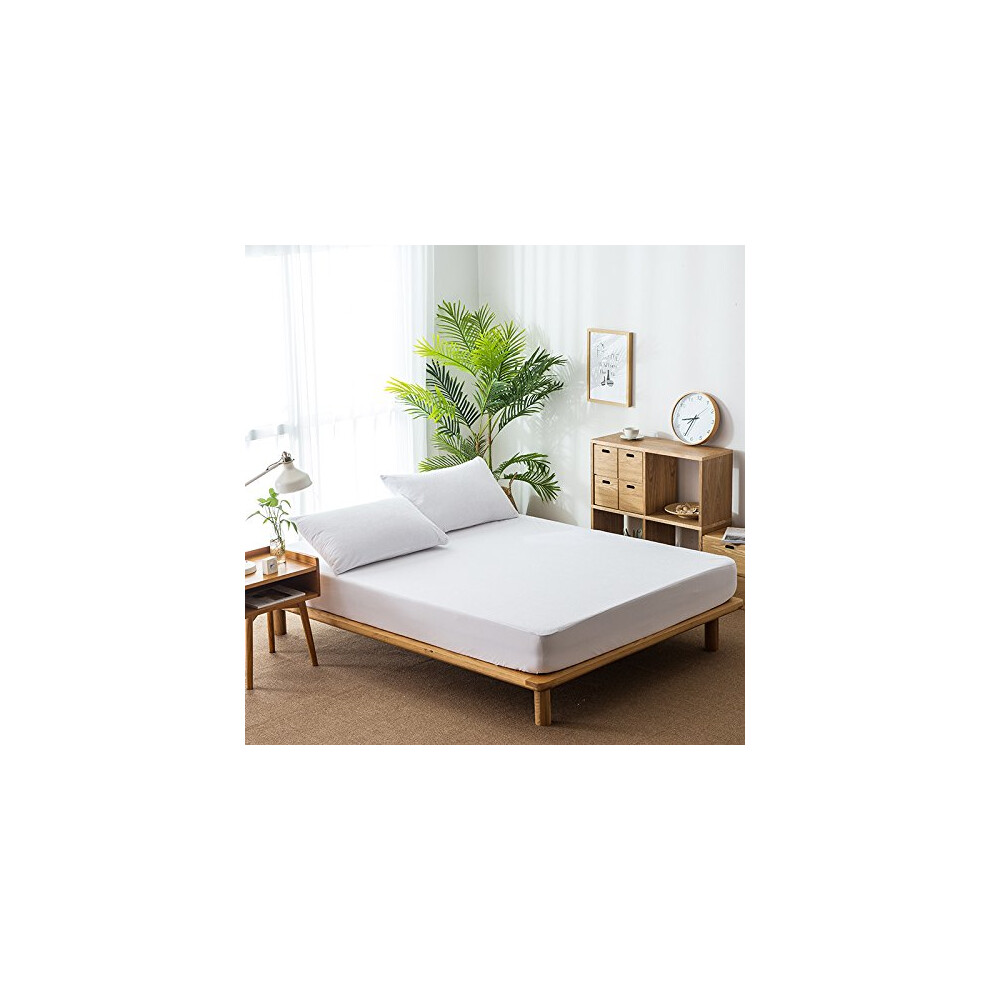 Waterproof Mattress Protector For Toddlers Breathable Topper Allergy Sufferers Dust Mites Protection 180X200 Cm White