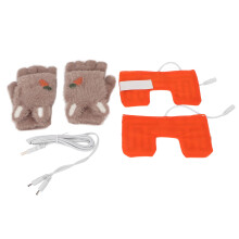 Teplé vyhrievané rukavice bez prstov s USB, bavlnený úplet, mäkký dotyk, vhodné pre anime, cosplay kostýmy, doplnky, kreslený film, flip