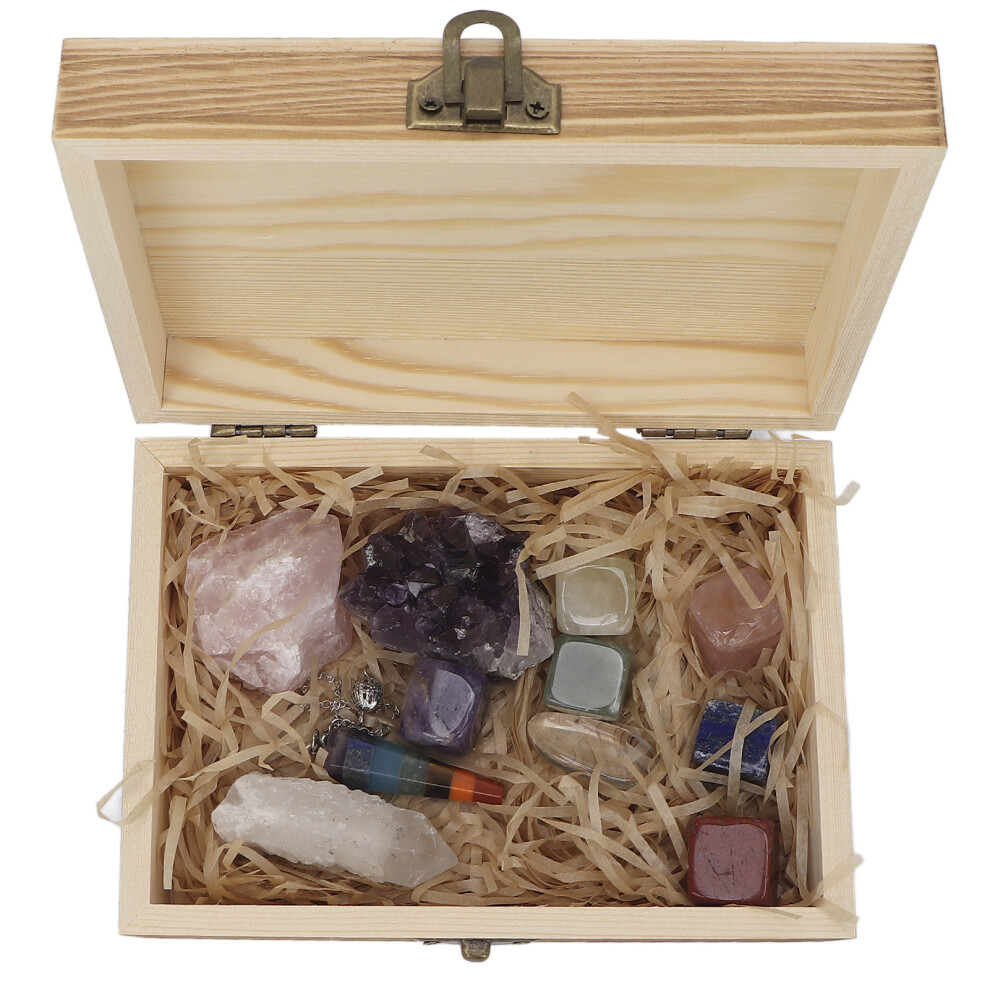 Sacred Crystals For Meditation And Chakra Alignment Includes Amethyst Rose Quartz Healing Stones In Beautiful Wooden Box Promoting Peace Love And Ene