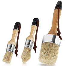 Leather Hanging Straps Paint Brush Set, Easy to Use Chalk and Wax Paint Brushes for DIY Home Decor Stenciling, Durable Material Round Oval Brush for
