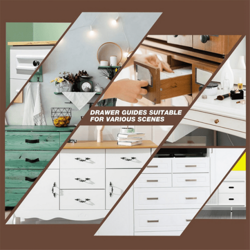 Replacement Dresser Drawer Slides with Roller, Smooth Operation Undermount Drawer Guide Set with Stopper Function, Metal Back Plate Drawer Slide 1