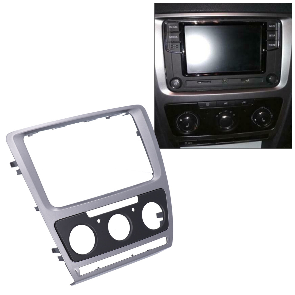 For Skoda Octavia 2Din Stereo Radio Fascia Panel Frame Car Audio Trim Cover Abs Silver 4921377917431