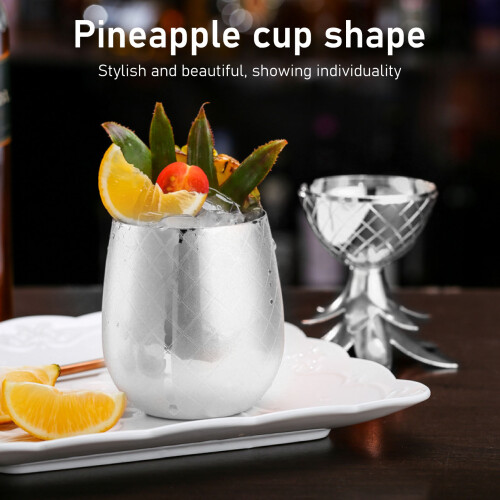 Langlebiger Ananas Edelstahl 500ml Cocktailshaker Becher Silber 2