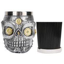 Cană de bere cu ciocan Thor, cadouri unice, decor viking, din oțel inoxidabil, realizată manual, cu craniu realist, cu capacitate mare, pentru