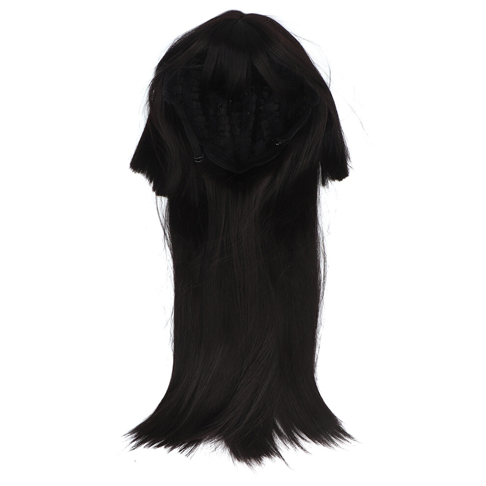 Glamorous Transformation: Heat Resistant Fiber, Synthetic Hair For Unforgettable Party Cosplay Experiences, Long Straight With Flat Bangs, Adjustable