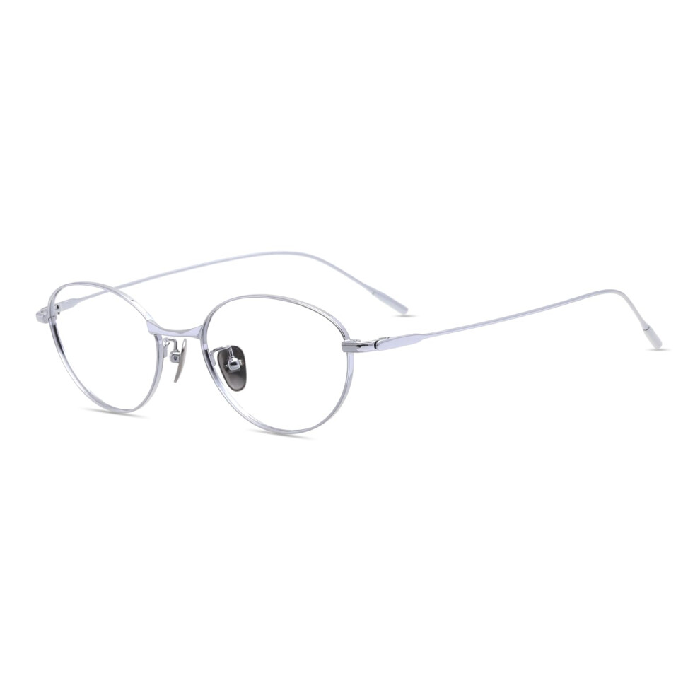 Light/Silver Betatitanium Full Rim Reading Glasses Oversize Oval Ultra Weight Antiblue Antireflective +0.75
