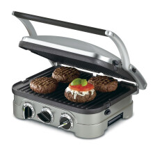 Cuisinart Griddler Grill Intérieur, Presse Panini, 5-en-1, Plaques de Cuisson Antiadhésives, GR-4NP1, Acier Inoxydable