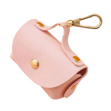 PU Leather Pet Poop Bag Dispenser Outdoor Dog Walking-Pink