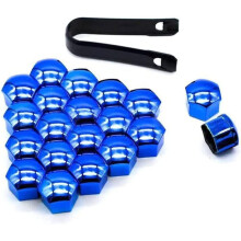 17mm Blue Wheel Nut Covers for Opel with Removal Tool, Dust Proof and Anti Rust Protection