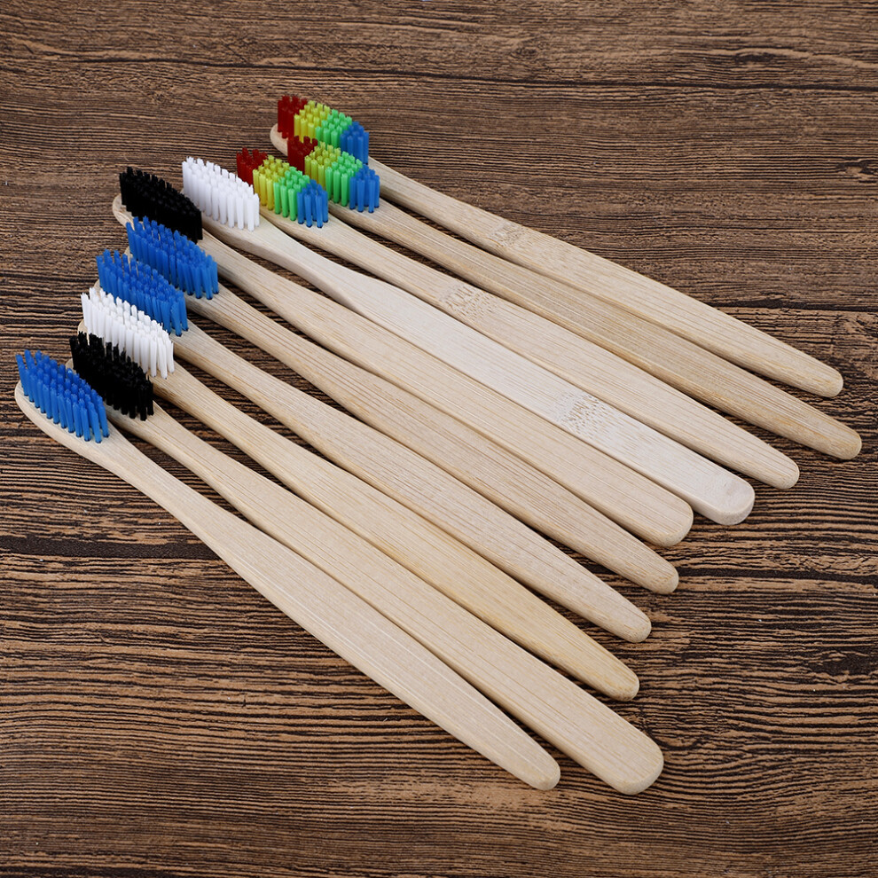 Biodegradable Bamboo Toothbrush Set, Durable Charcoal Mixed Bristles For Thorough Cleaning, Natural Bamboo Handles With Ergonomic Design, Waterproof