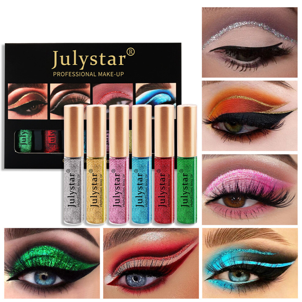 Glitter Eyeliner For Sparkling Eyes, Quick Drying Reusable Eyeshadow Stickers, Ideal For Party Makeup (1 Set) (6 Pairs) Waterproof For Nightclubs