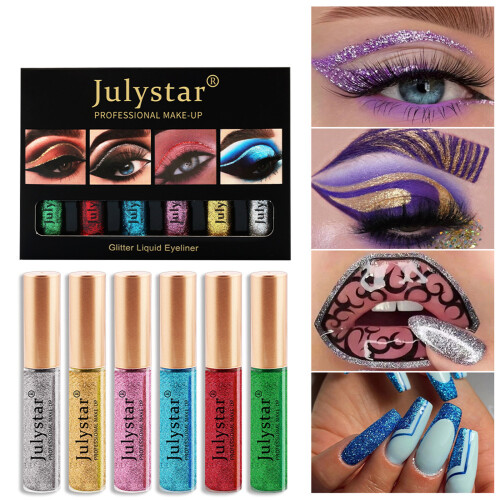 Glitter Eyeliner για λαμπερά μάτια, αυτοκόλλητα σκιάς ματιών που στεγνώνουν γρήγορα, 2