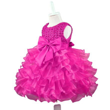Baby Girl Pageant Dress, Beading Bodice with Top Bubble Layer with Tiered Ruffles, Elegant Princess Tutu Gown with Sash Ties Back, Suitable for