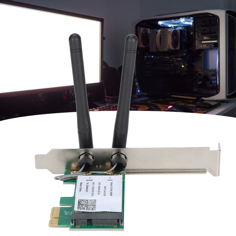 Dualband 2.4/5Ghz Wifi Adapter 300Mbps Pci-E For Pc Green 8101377929993