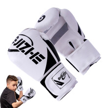 Kickboxing Gloves 6 Oz White ShockAbsorbing MMA Style, Lightweight Boxing Training Kickboxing Muay Thai, Children
