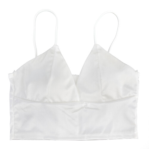 V Neck Padded Seamless Wireless Breathable Sleeping Bra White 1