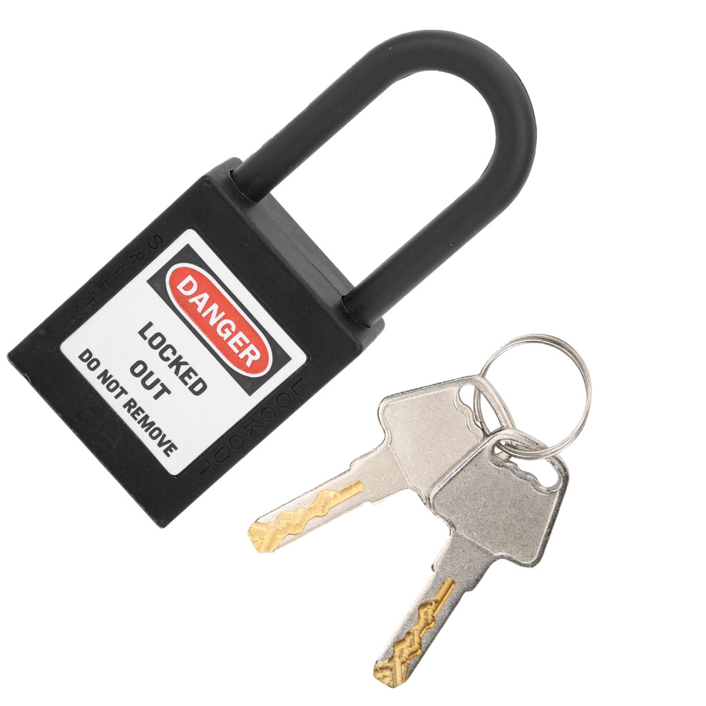 38Mm Safety Lockout Lock Nylon Insulated & Corrosion Resistant Keyed Black 4601377933562