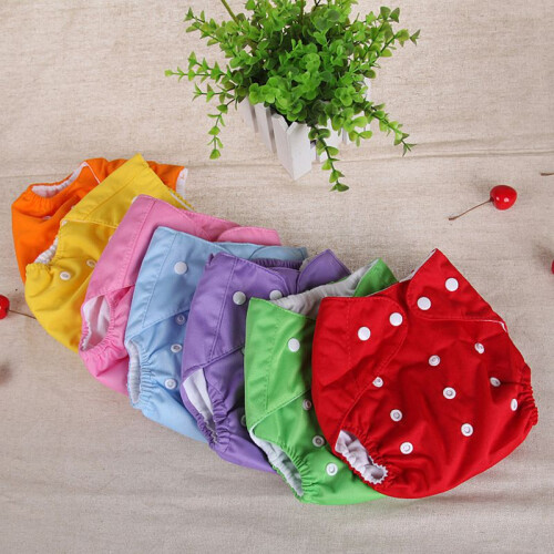 (MULTI) Baby waterproof diaper pants, solid color button cloth diaper, cross-border adjustable diaper