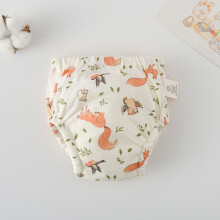 (Little squirrel-110(13-17kg)) Cotton Baby Cloth Diaper Gauze Training Pants Breathable Cute Animals Toddler Learning Pants Washable