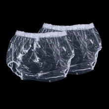 (Clear 2pcs-M) 2Pcs Clear Adult TPU Incontinence Diaper Pants Waterproof Plastic panties for Elderly Disabled Reusable