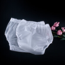 (white 2pcs-XL) 2Pcs Clear Adult TPU Incontinence Diaper Pants Waterproof Plastic panties for Elderly Disabled Reusable