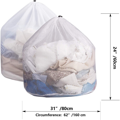 Heavy Duty Mesh Laundry Bag for Maximum Capacity, Practical Design Durable Material Machine Washable Mesh Drawstring Bag with Enhanced Security, 1