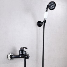 Vintage Bath Mixer Taps With Shower Wall Mounted Single Lever Bath Shower Mixer Tap Dual Outlet Antique Black