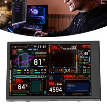 Mini 3.5in Data & CPU Temp Monitor with Dual USB Ports & Visual Theme Editor