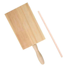 Gnocchi Board and Wooden Paddle Set with Ergonomic Handle for Pasta Shaping and Dough Making