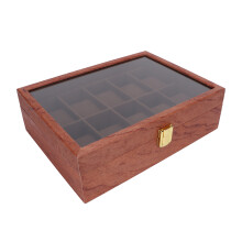 10 Slots Watch Display Box with Glass Lid, Soft Pillow Organizer, 26.5x20x8cm