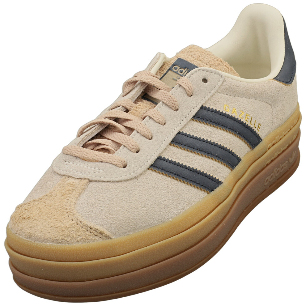 Adidas (3.5) Gazelle Bold Womens Fashion Trainers In Cream