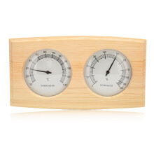 Sauna Hygrothermograph Cedar Wood Wooden Sauna Thermometer Dual Temperature Display High Visibility Reliable Performance Practical Tool