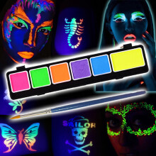 High Pigment Body Art Set, Smudge Proof Water Activated Hypoallergenic Fluorescent Face Paints for Professional Cosmetic Grade Effects