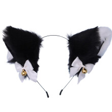 Acessório de cabeça em material macio e realista para cosplay de anime, orelhas de gato fofas com faixa elástica, decoração com sino que