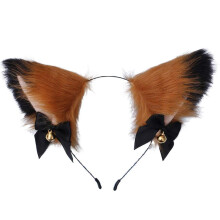 Acessório de cabeça em material macio e realista para cosplay de anime, orelhas de gato fofas com faixa elástica, decoração com sino que