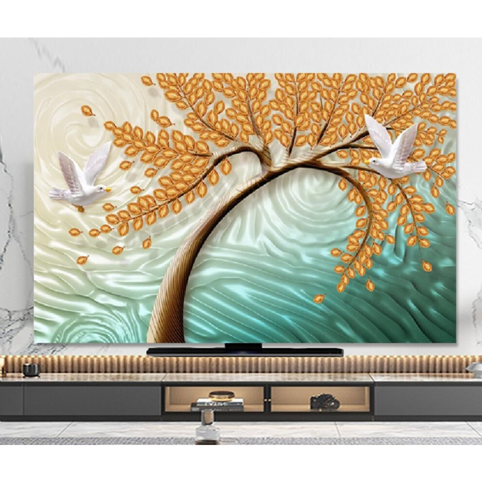 Dust Tv Screen Cover Fits 3280 Inch Tvs Polyester Fabric Painting Pattern Modern Art Dust Proof Cover A 75In 9382693978745