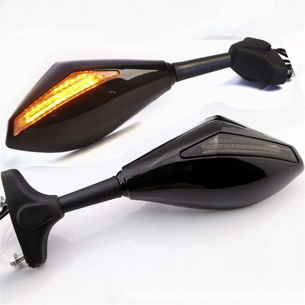 Motorcycle Led Turn Signal Rearview Mirrors Smoke Lens Lights For Kawasaki Ninja 250R 650R Z750s Amber 9199774367950