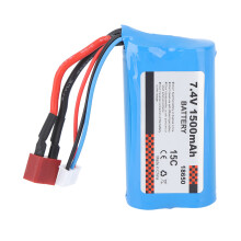 Batterie Lithium-ion rechargeable de 7,4V 1500mAh pour voitures RC, dimensions 67x37x19mm