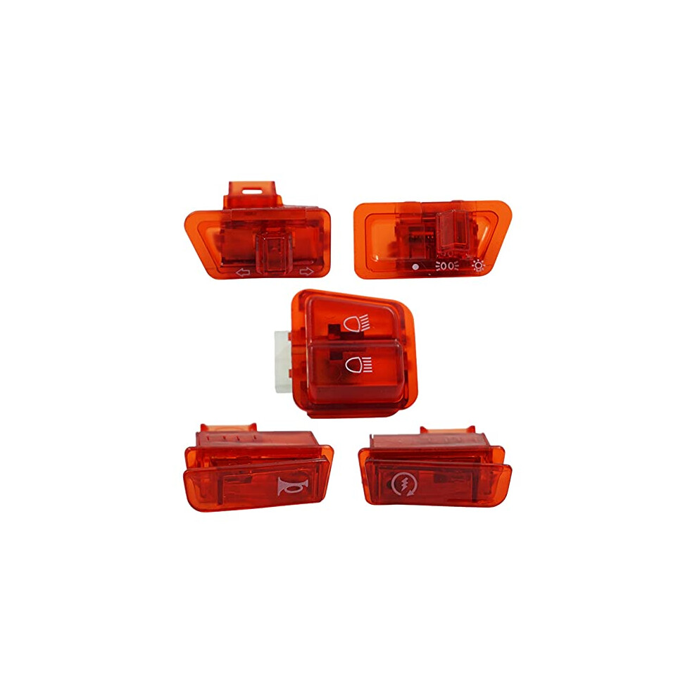 Motorcycle Handlebar Switch With Turn Signal And Horn For Gy6 50Cc 125Cc 150Cc Scooters Red 9187378679333