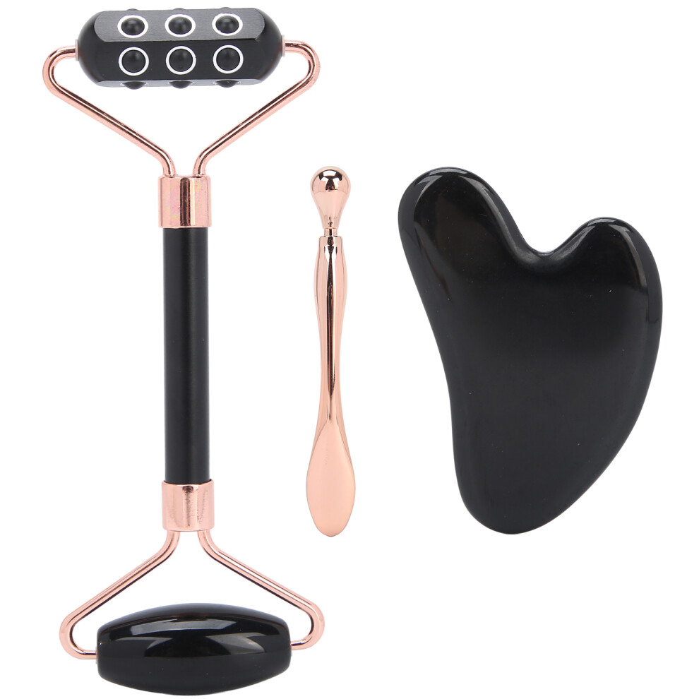 Germanium & Natural Stone Facial Tools, Gua Sha Set For Energizing Skincare, Cooling Surface Promotes Blood Flow, Noise-Reducing Design For