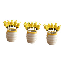 18pcs Silicone Bee Fruit Forks Set with Stainless Steel Dessert Picks, Cute Cartoon Reusable Party Accessories for Kids