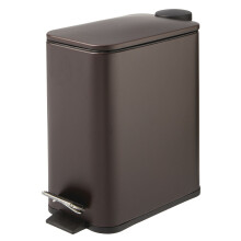 Step Trash Can with Lid, Removable Inner Bucket, 1.3 Gallon Steel Garbage Bin with Soft Close Mechanism, Anti Bag Slip Clips, for Bathroom Bedroom